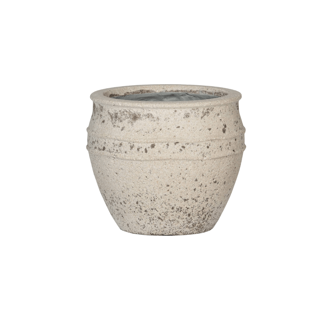 Pflanztopf Athena M Chalk White – D41xH33cm – Blumentopf in eleganter Kreideoptik – , wetterfester Pflanzkübel aus robustem Kunststoff – Für Innen – Plant