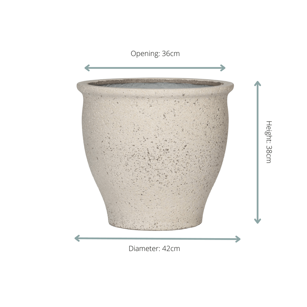 Pflanztopf Poseidon Chalk White – D42xH38cm – Blumentopf in eleganter Weiß – Optik – Wetterfester Pflanzkübel aus hochwertigem Kunststoff – Plant