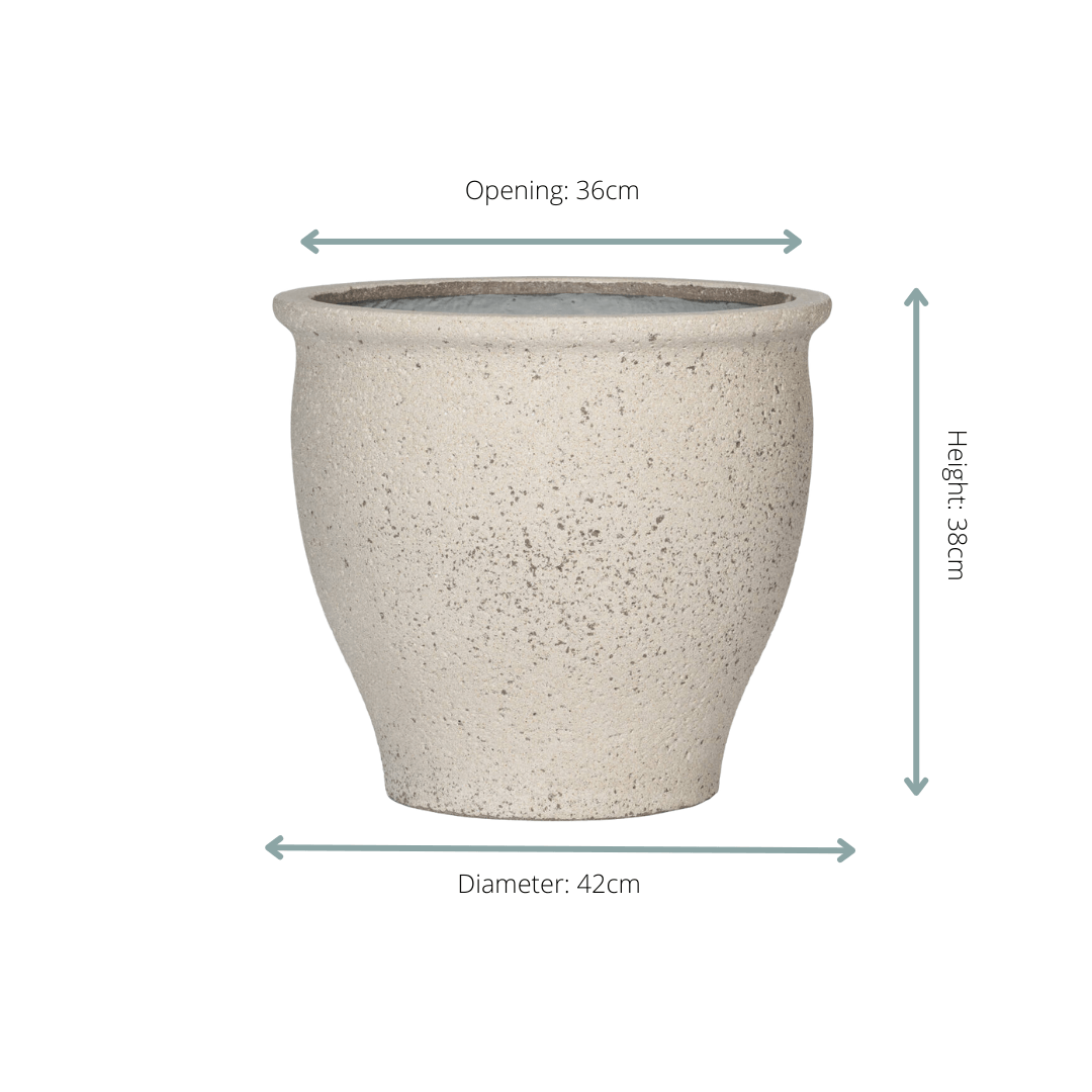 Pflanztopf Poseidon Chalk White – D42xH38cm – Blumentopf in eleganter Weiß – Optik – Wetterfester Pflanzkübel aus hochwertigem Kunststoff – Plant