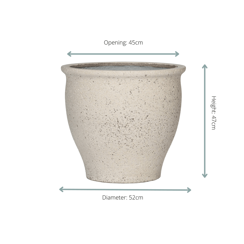 Pflanztopf Poseidon Chalk White – D52xH47cm – Großer Blumentopf in edler Weiß – Optik – Wetterfester Pflanzkübel aus hochwertigem Kunststoff – Plant