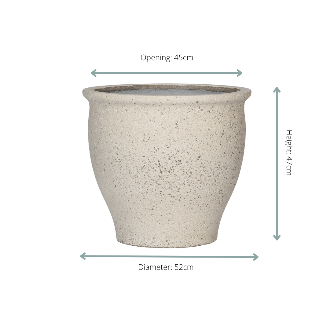 Pflanztopf Poseidon Chalk White – D52xH47cm – Großer Blumentopf in edler Weiß – Optik – Wetterfester Pflanzkübel aus hochwertigem Kunststoff – Plant
