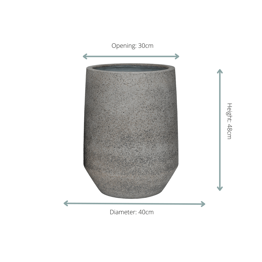 Pflanztopf Harith High S – Dioriet Grey – D40xH48 – Hoher Blumentopf in Steinoptik – Moderner Pflanzkübel für Innen & geschützte Außenbereiche – Robust & dekorativ – Pot