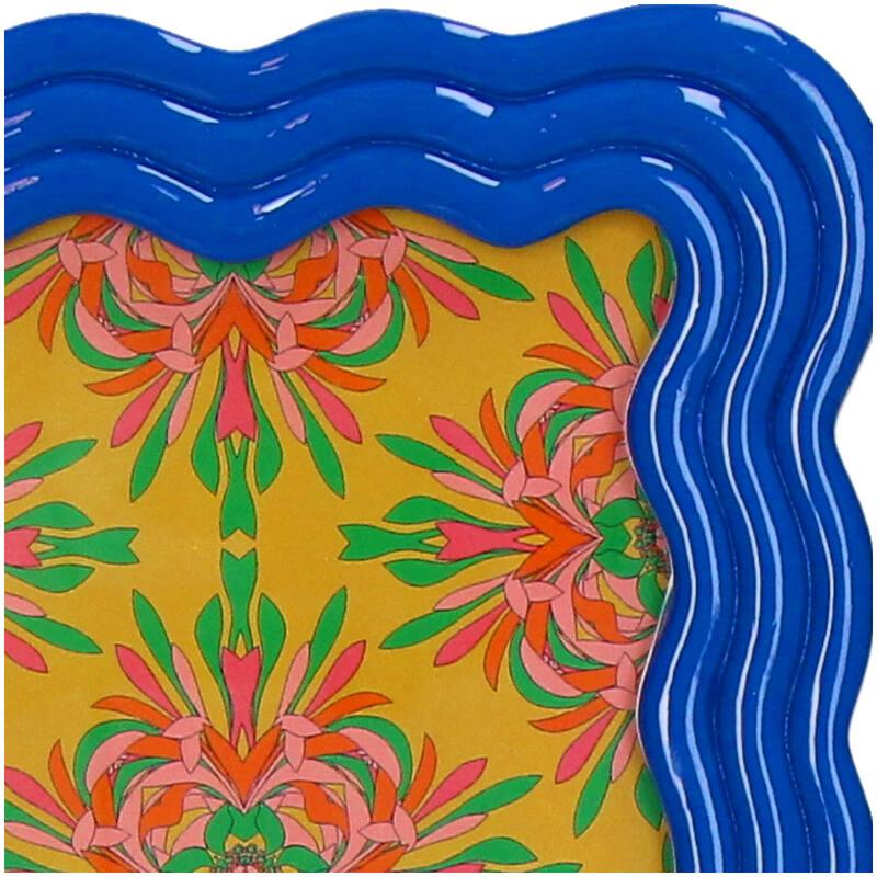 Fotorahmen Gebogenes Polyresin Blau – , geschwungener Bilderrahmen – Stilvolle Dekoration für Sideboard, Nachttisch & Regal – Plant