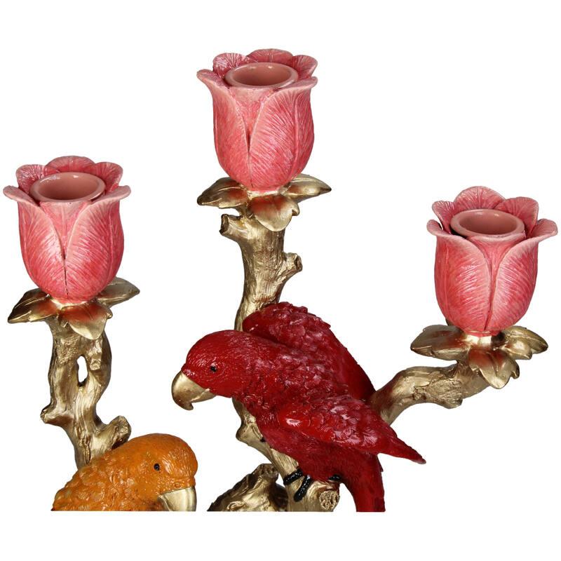 Kerzenständer Vogel aus Polyresin 37,5cm – Bunter, künstlerischer Kerzenhalter – Dekoration für Esstisch, Kaminsims & Sideboard – Plant