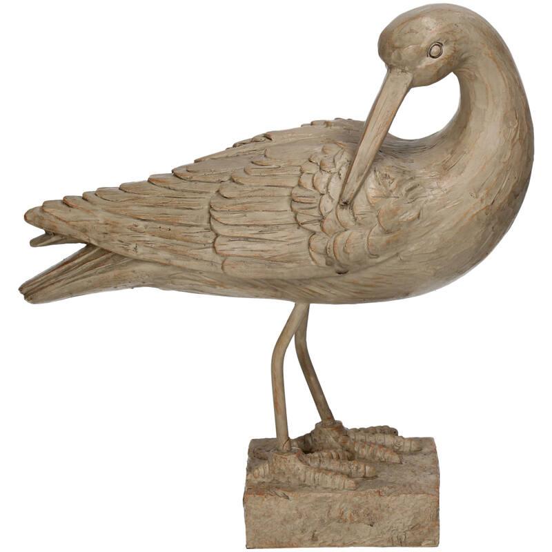 Vogel Dekofigur aus Polyresin – beige – 25,5cm – realistisches Ornament mit feinen Details – stilvolle Wohn – Naturdeko für Innenräume – Standard
