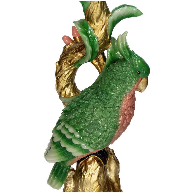 Kerzenständer Bunter Vogel 33,5cm – Polyresin – Kerzenhalter Grün – Verspieltes Wohnaccessoire & dekorativer Vogel – Kerzenleuchter – Plant