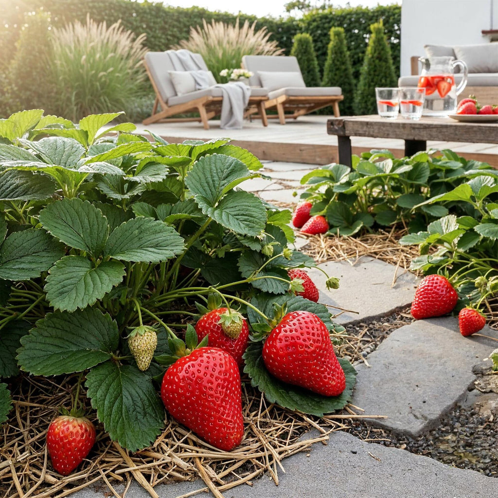 Erdbeere Fragaria Maxim winterhart Ø9cm Höhe30cm – Rote Erdbeere für Beet Balkon & Topf – Pflegeleichte Obstpflanze mit süßem Aroma