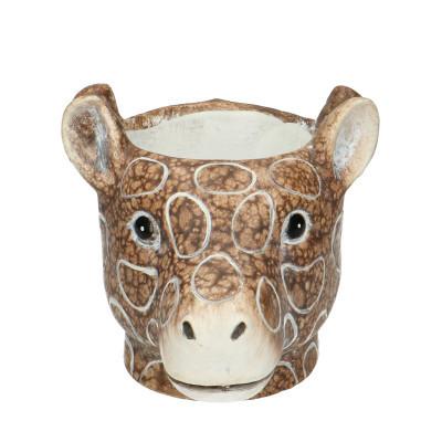 Pflanztopf Giraf – Braun – D11/14xH11cm – Giraffen – Blumentopf aus Keramik – Tier – Dekotopf für kleine Pflanzen & Sukkulenten – Plant