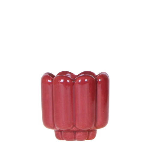 Übertopf Retro Shine rot Ø6cm – Mini Blumentopf mit Blasenrelief – hochglänzender Retro – Übertopf im 70er – Design – Zimmerpflanzen – Pot