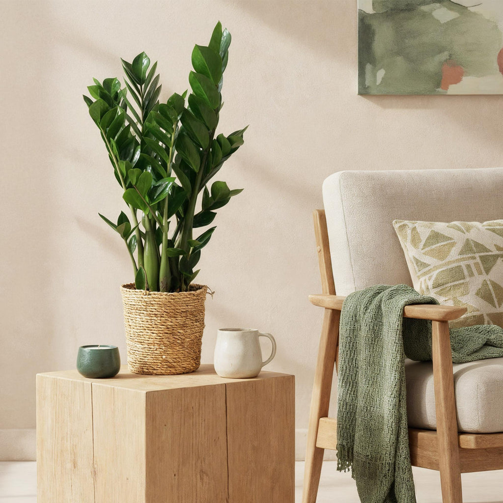 Zamioculcas – ZZ – Pflanze 65-75cm – 17cm – Pflegeleichte dunkelgrüne Zimmerpflanze – Robuste Grünpflanze für Wohnzimmer, Büro & Schlafzimmer – Plant