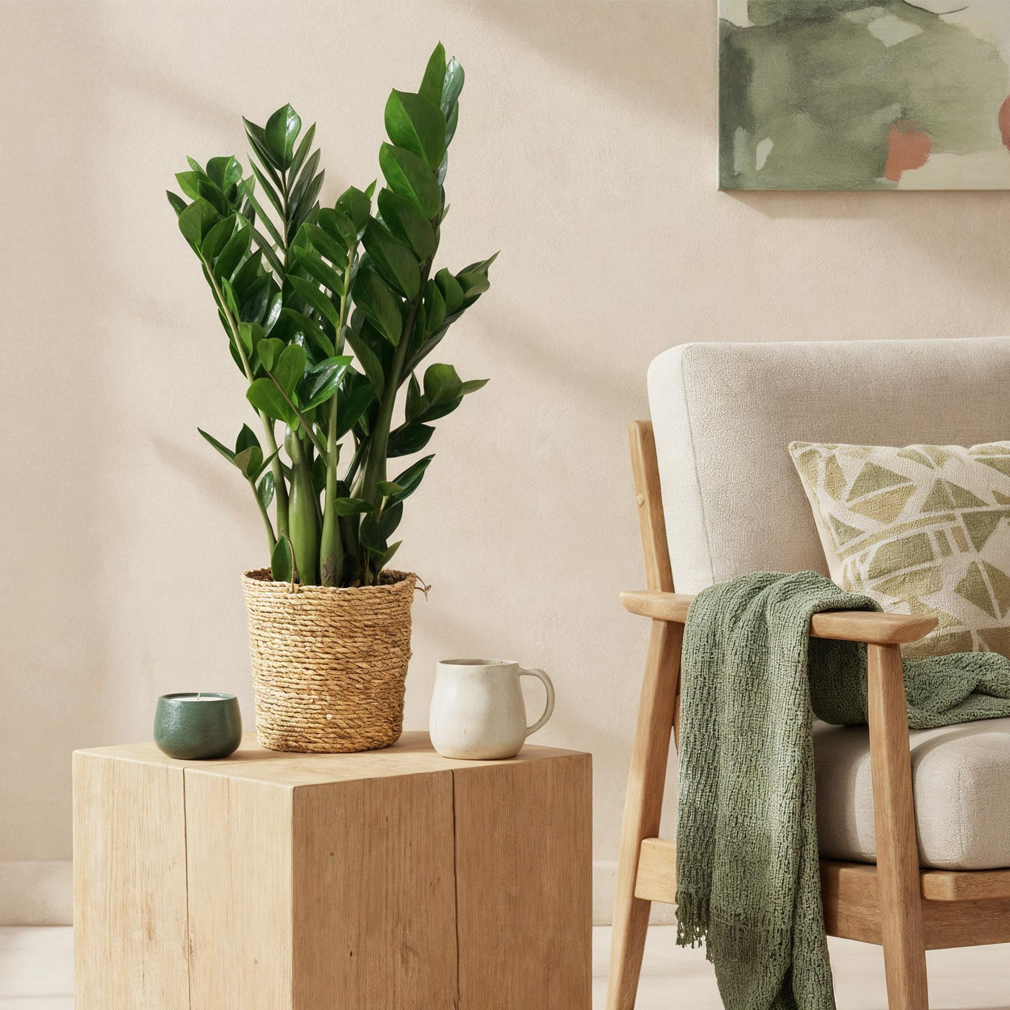 Zamioculcas – ZZ – Pflanze 65-75cm – 17cm – Pflegeleichte dunkelgrüne Zimmerpflanze – Robuste Grünpflanze für Wohnzimmer, Büro & Schlafzimmer – Plant