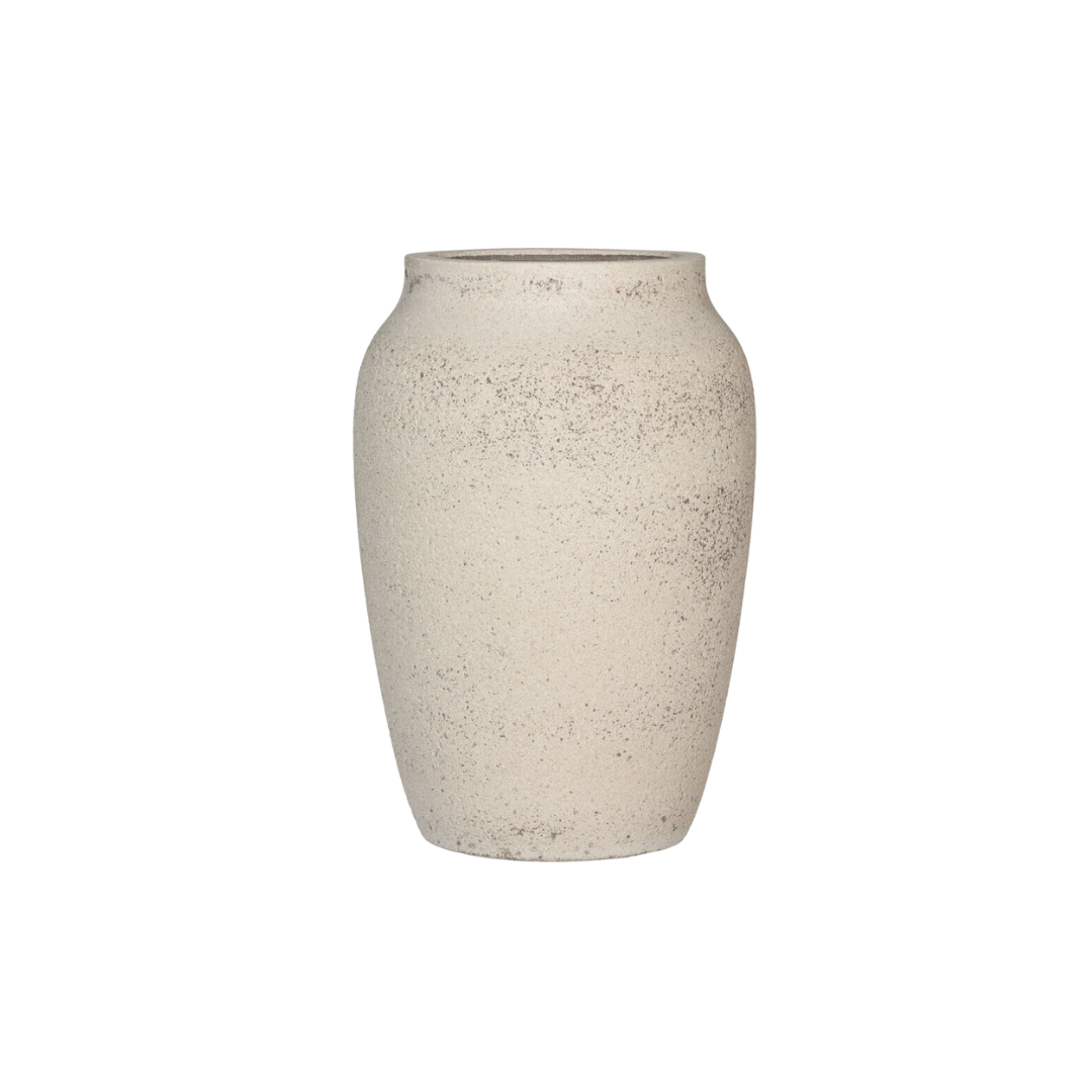 Pflanztopf Hera Chalk Weiß – L – D51xH74cm – Extra großer Blumentopf in eleganter Steinoptik – Pflanzkübel für Innen & Außen – Plant