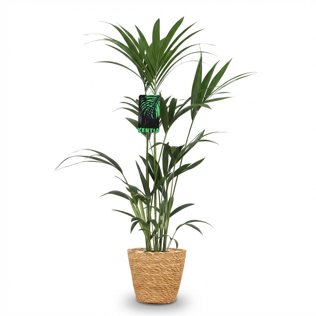 Howea Forsteriana Kentia – Palme – Große Zimmerpflanze im Korb Ø21cm Höhe120-130cm – Pflegeleichte Grünpflanze – Luftreinigend – für Zimmer & Büro