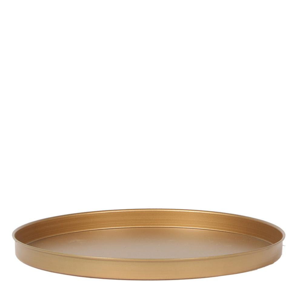 Dekoratives Tablett – Rundes goldenes Tablett Ø30cm – Metalltablett im luxuriösen Design – Vielseitiges Deko – Stilvolle Ablage – Plant
