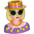 Vase Fashion Lady Isa – Multi – 29cm – Stylische Deko – Vase aus Polyresin – Bunte Blumenvase im Fashionista – Design mit Hut & Sonnenbrille – Plant