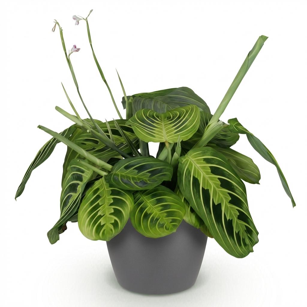 Maranta Fascinator Lemon Lime Zimmerpflanze Mit Grauem Topf Ø12cm Höhe ca.25cm Gebetspflanze Grün Haustierfreundlich Pflegeleicht