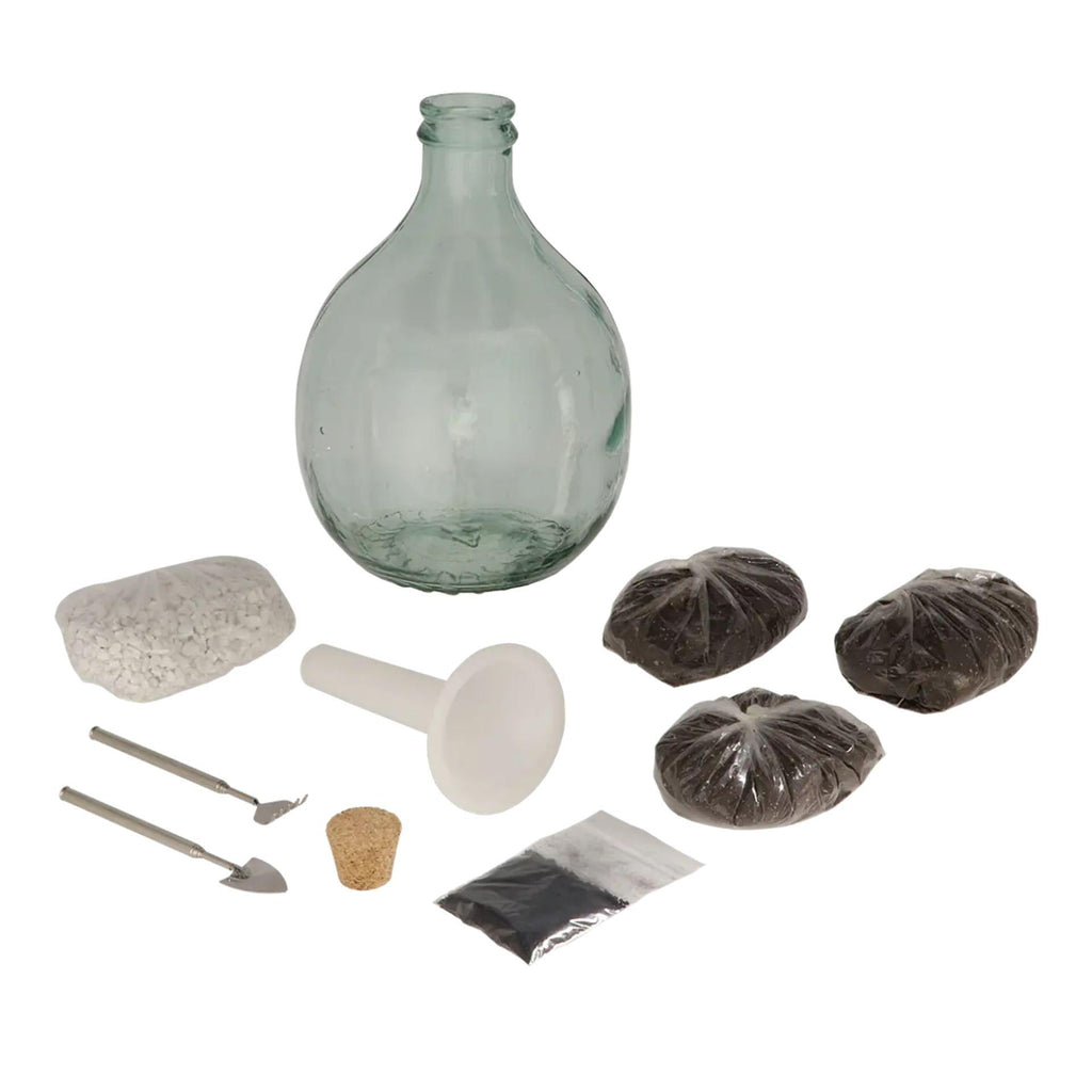 DIY Flaschengarten Set 5L – Geschlossenes Pflanzen – Ökosystem im Glas mit Kork – Komplettes Set in Geschenkbox – Substrat, Werkzeug & Anleitung – Standard