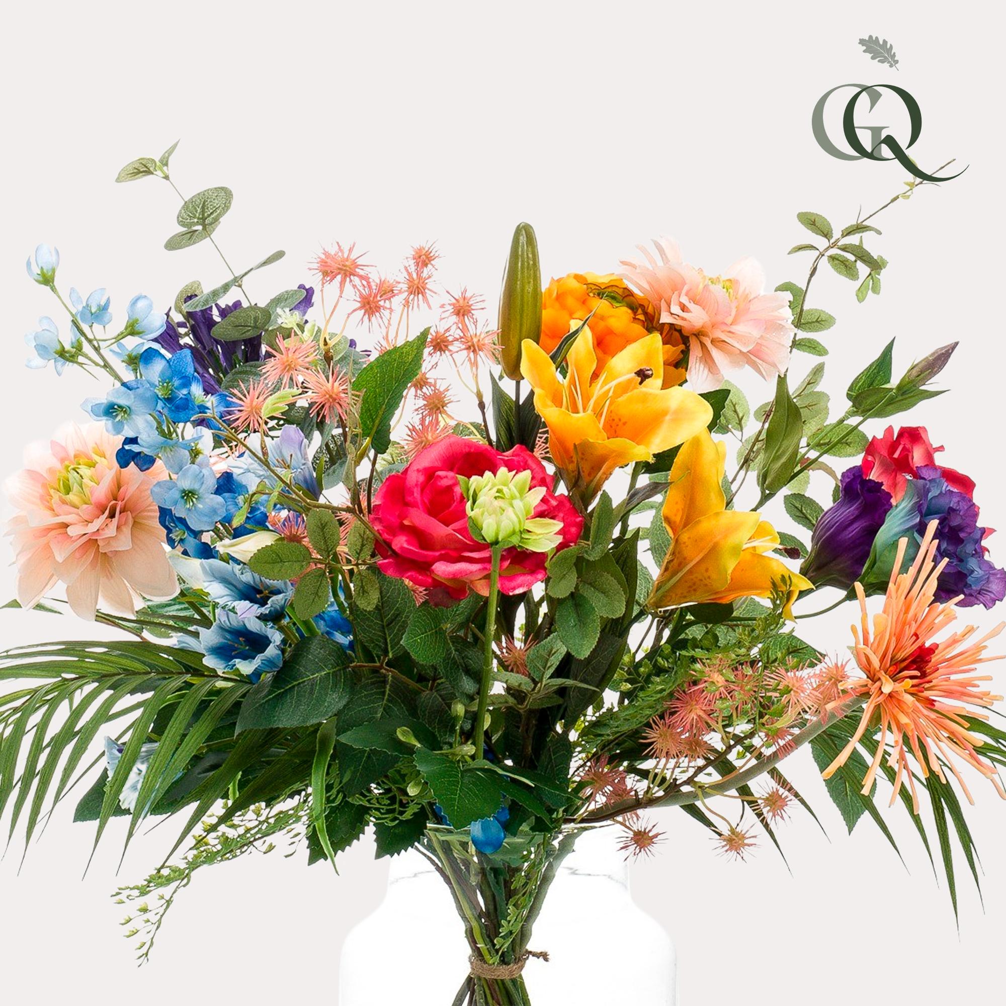 Kunstblumenstrauß – Pretty Powerful – 67cm – Hochwertiges Kunstblumen Bouquet für Wohnzimmer Büro Dekoration – Plant