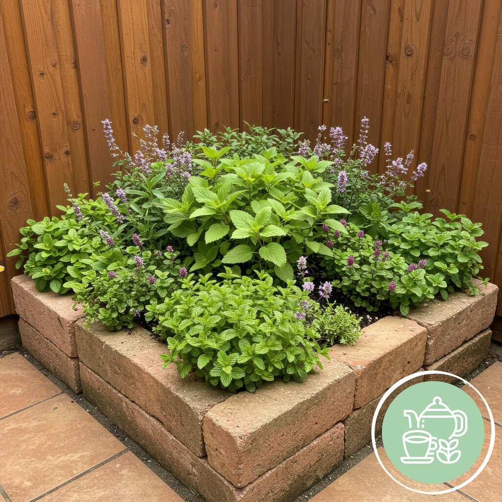 Staudenset Teekräuter – 6 aromatische Kräuterstauden für ca. 1m² – Für frischen Kräutertee aus dem eigenen Garten – Pflegeleichtes Kräuterpaket – Plant