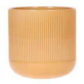 Dekotopf Flare ocker Ø12cm – Blumentopf mit Rillenmuster – runder Retro – Übertopf im 70er – Design – Pot