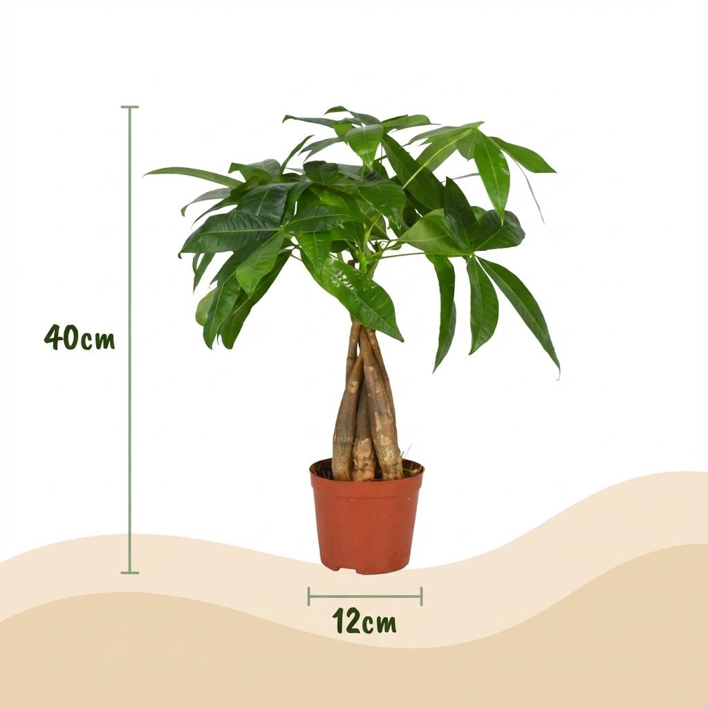 Glückskastanie Pachira Aquatica Zimmerpflanze Geldbaum – 40-50cm – Pflegeleichte Zimmerpflanze im 12cm Topf – Plant