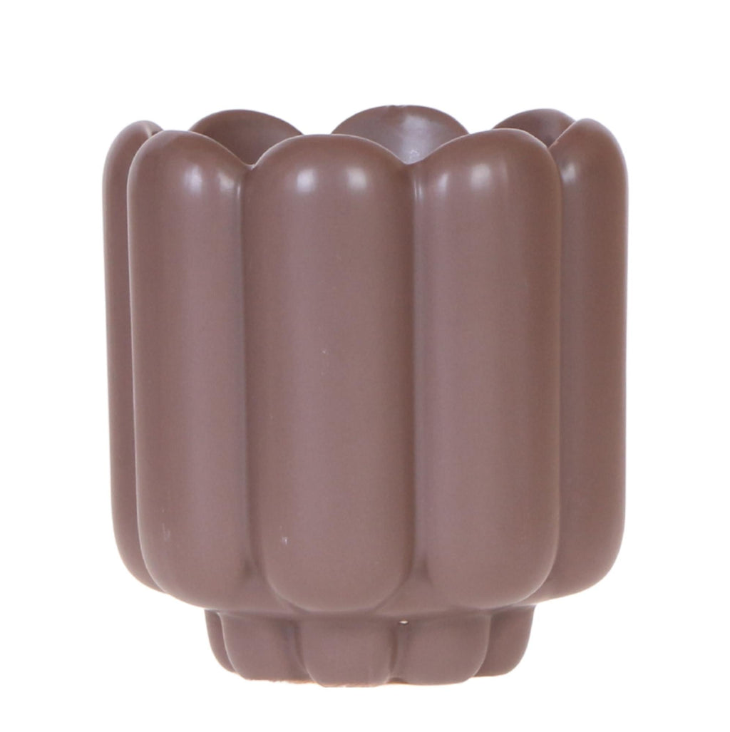 Retro Pflanztopf – Brown – Ø9cm – Dekorativer Übertopf aus Keramik – Blumentopf mit Rillenstruktur – Für Orchideen & Grünpflanzen – Plant