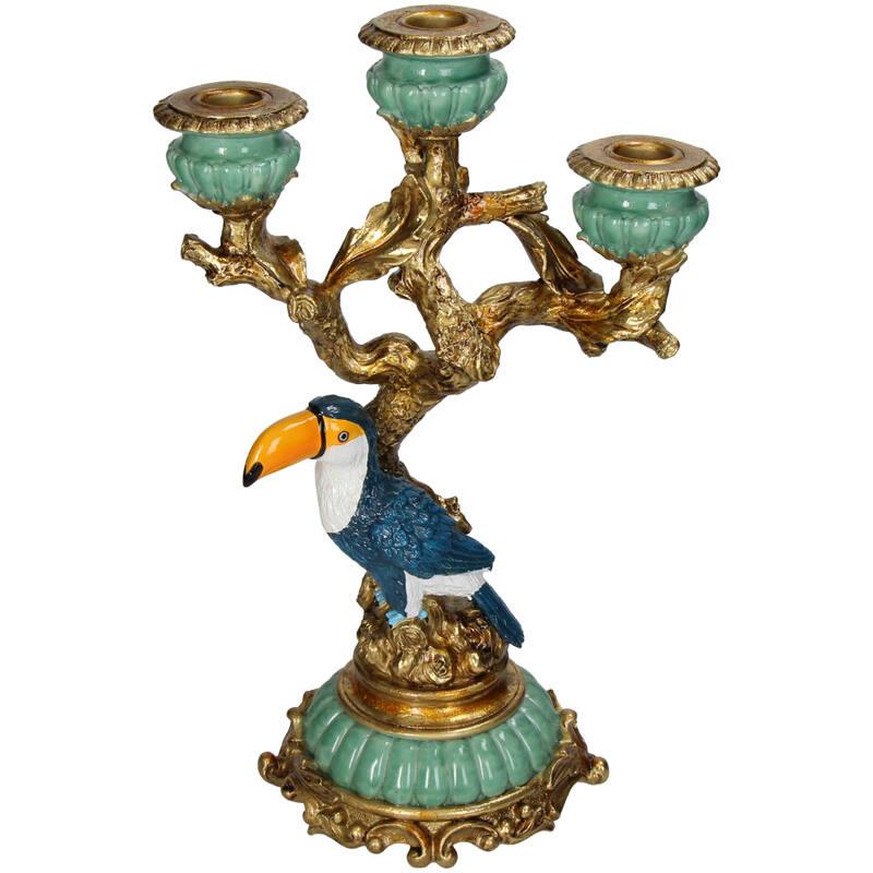 Kerzenständer Tukan 33,5cm – Exotisches Polyresin – Design – Bunter Vogel – Kerzenhalter für tropisches Wohnambiente – Plant