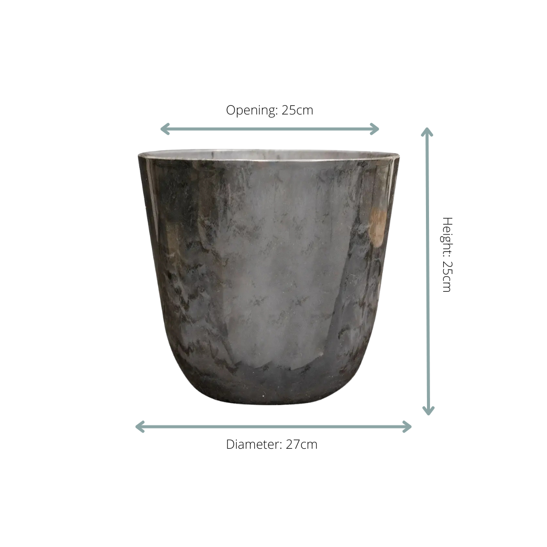 Pflanztopf Palermo Marble Grau – D27xH25cm – Blumentopf in edler Marmoroptik – , wetterfester Pflanzkübel aus robustem Kunststoff – & Außenbereich – Plant