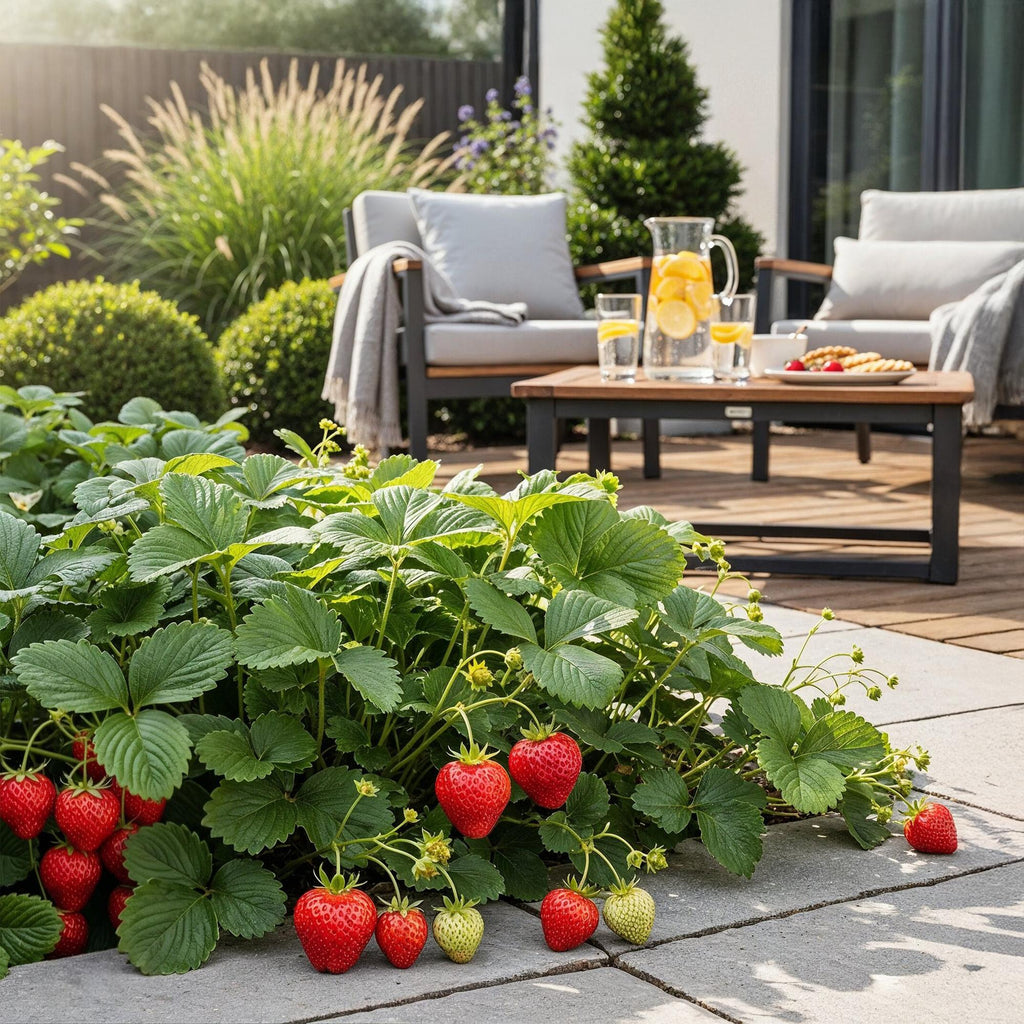 Erdbeere Fragaria Elsanta winterhart Höhe 30cm Ø9cm – Rote Erdbeere für Beet Balkon & Topf – Ertragreiche Obstpflanze mit süßem Aroma