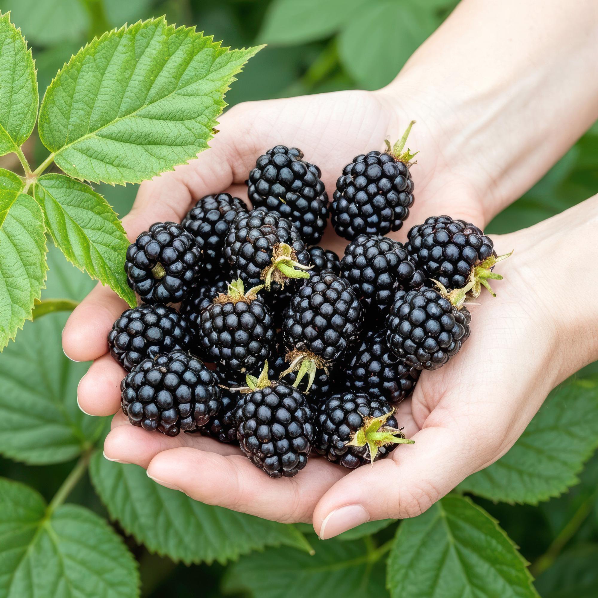 Brombeere Rubus fruticosus Black Satin winterhart Ø9cm Höhe 30cm – Schwarze Brombeere für Garten Beet Balkon & Terrasse