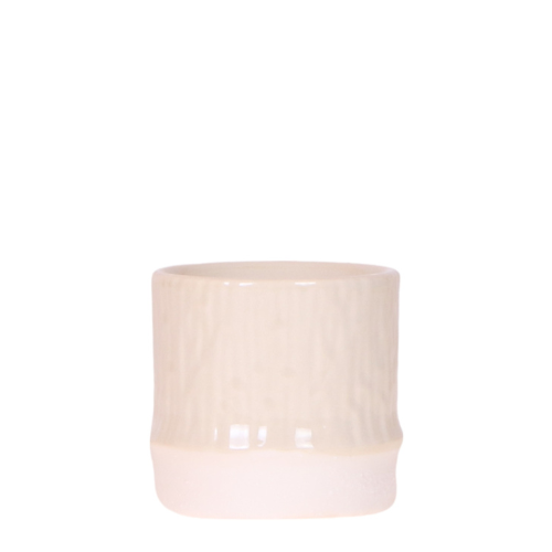Bamboo Übertopf Travertine – Mini Blumentopf Ø6cm – Naturfarbener Pflanztopf mit Bambusstruktur – Kleiner Übertopf für Orchideen Sukkulenten & Deko – Pot