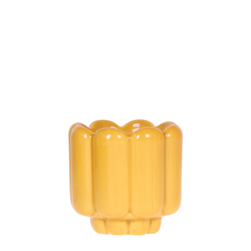 Übertopf Retro Shine gelb Ø6cm – Mini Blumentopf mit Blasenrelief – hochglänzender Retro – Übertopf im 70er – Design – Zimmerpflanzen – Pot