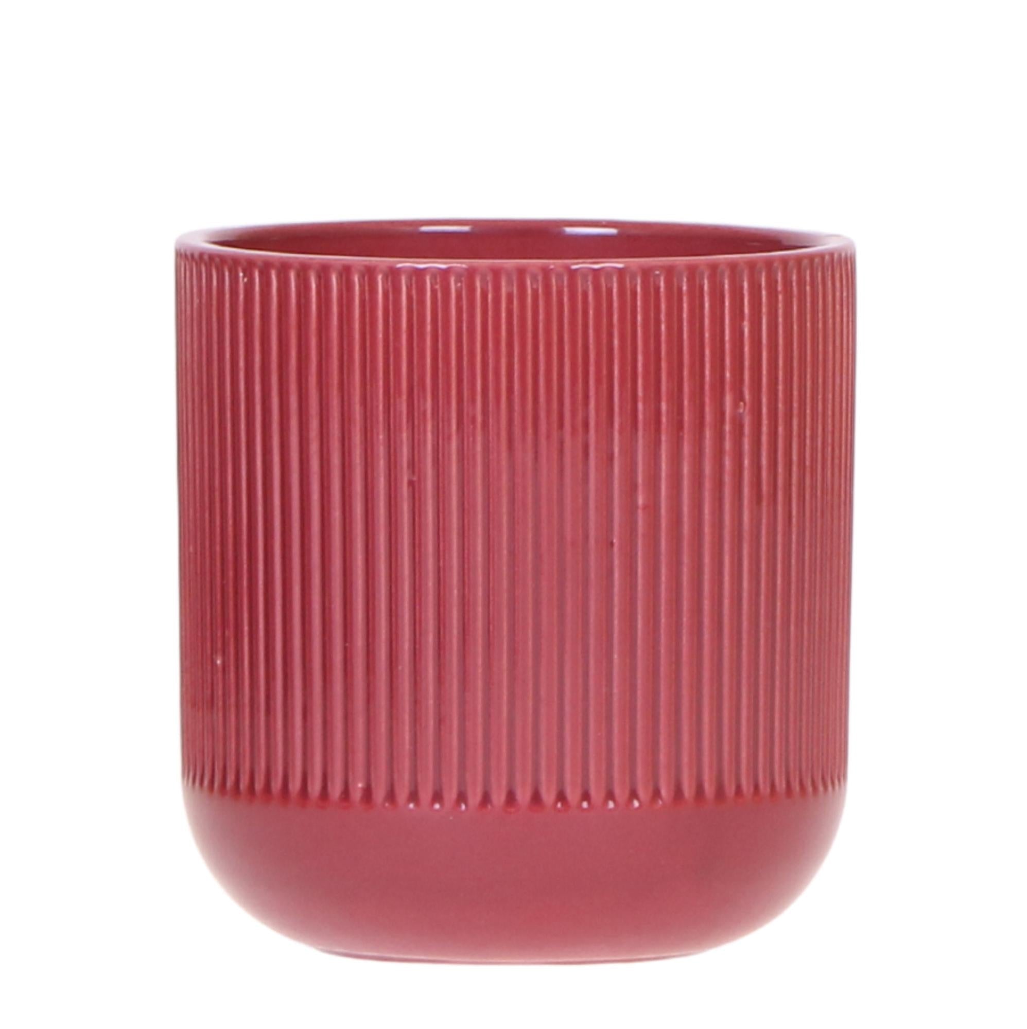 Flare Dekotopf Red – Stilvoller Retro – Blumentopf Ø9cm – Rotes Rillenmuster – Bold Seventies Design – Plant