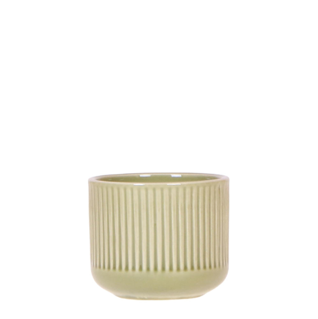 Flare Dekotopf Green – Ø6cm – Kleiner Retro – Blumentopf mit Rillenstruktur – Bold Seventies Design – Für Mini – Plant