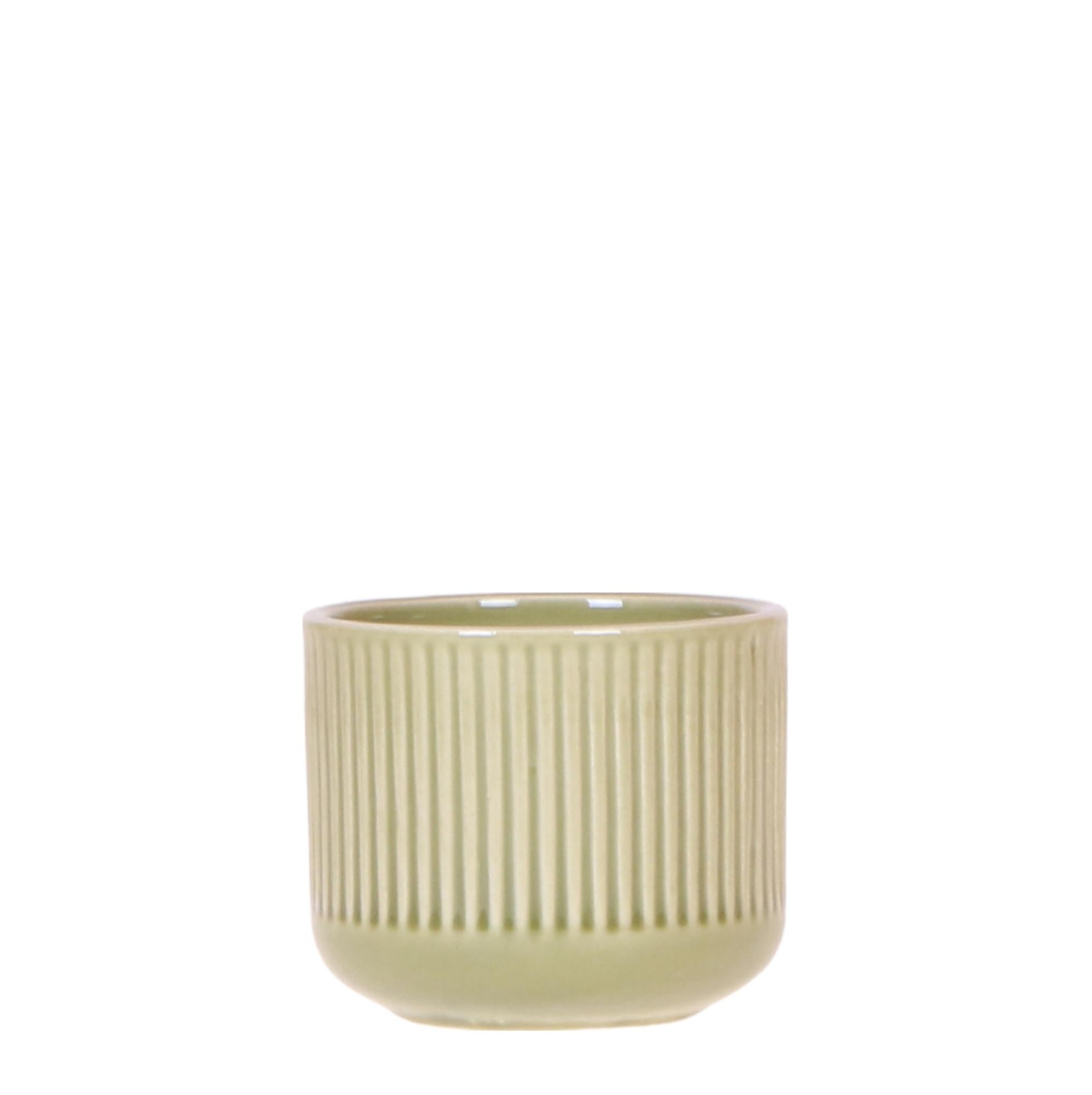 Flare Dekotopf Green – Ø6cm – Kleiner Retro – Blumentopf mit Rillenstruktur – Bold Seventies Design – Für Mini – Plant