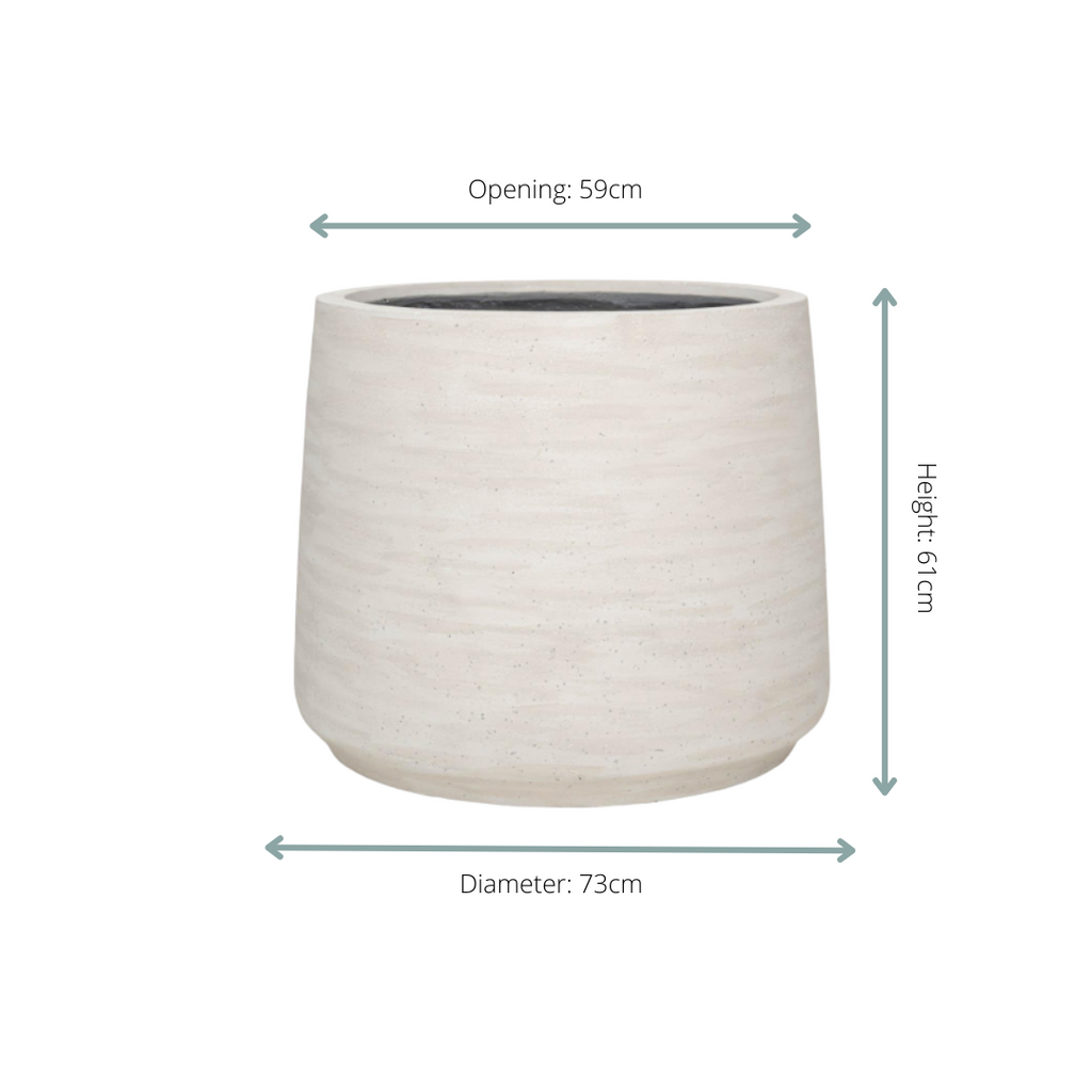 Pflanztopf Jumbo Patt Ivory Washed – D73xH61cm – Großer Design – Blumentopf in Elfenbeinoptik – Wetterfester Gartenkübel für Innen & Außen – Plant
