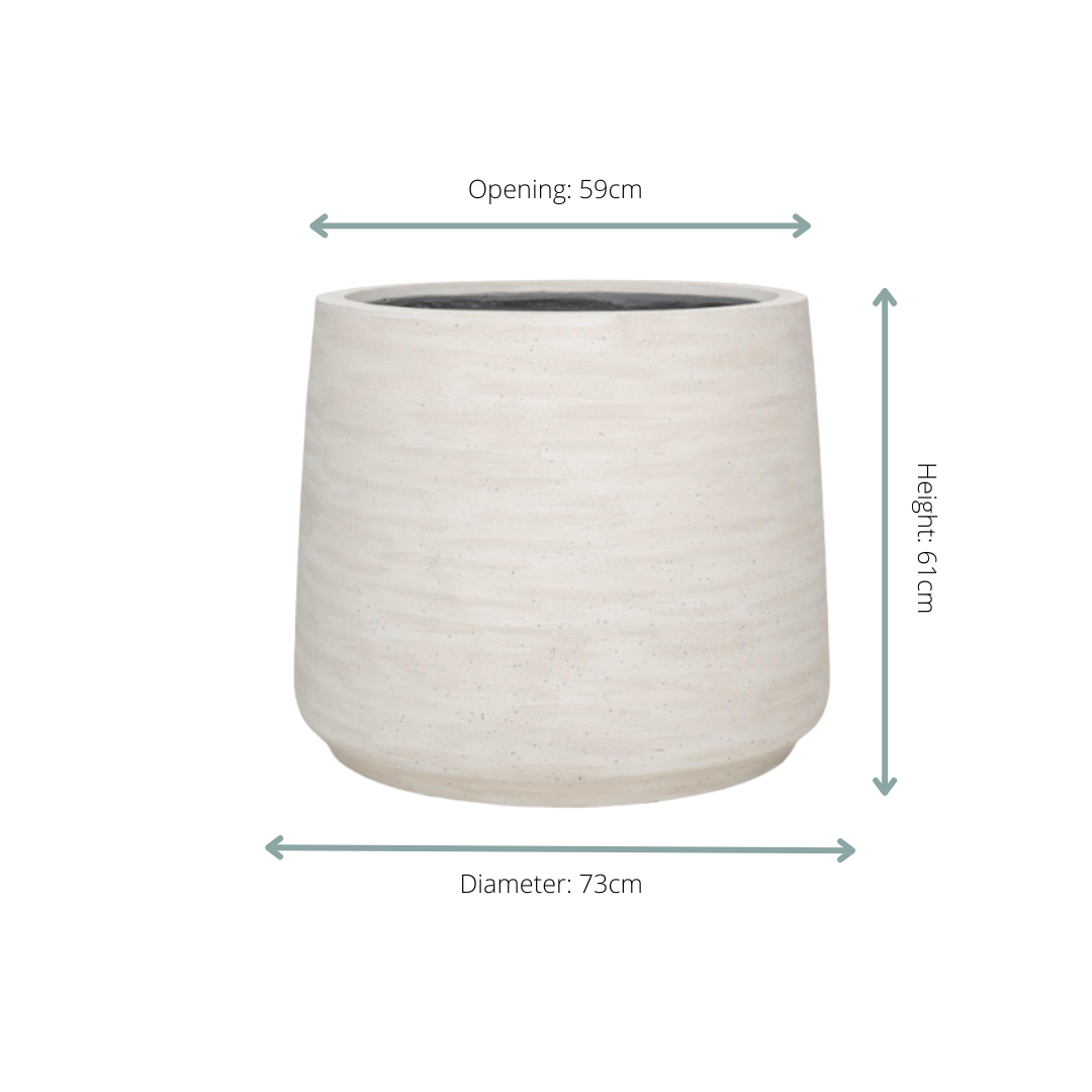 Pflanztopf Jumbo Patt Ivory Washed – D73xH61cm – Großer Design – Blumentopf in Elfenbeinoptik – Wetterfester Gartenkübel für Innen & Außen – Plant