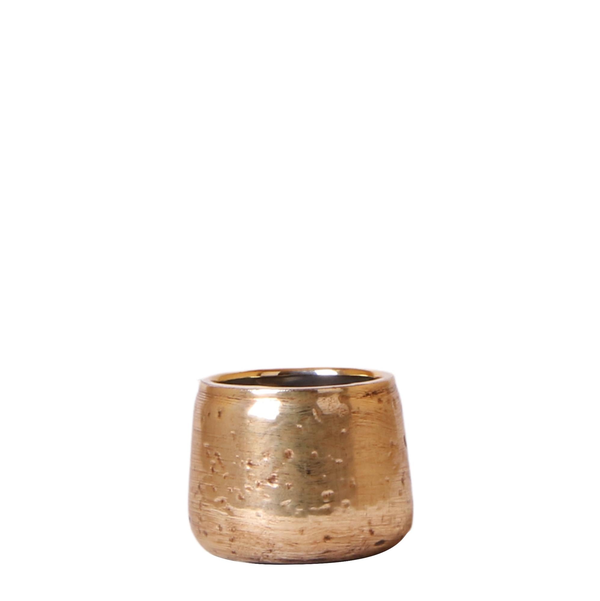 Luxuriöser Blumentopf – Goldener Keramiktopf Ø6cm – Eleganter Ziertopf für Pflanzen – Hochglanz – Dekoration für Wohnzimmer & Büro – Plant