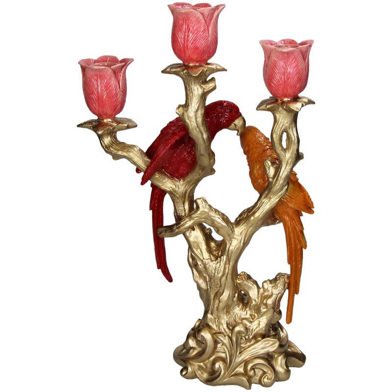 Kerzenständer Vogel aus Polyresin 37,5cm – Bunter, künstlerischer Kerzenhalter – Dekoration für Esstisch, Kaminsims & Sideboard – Plant