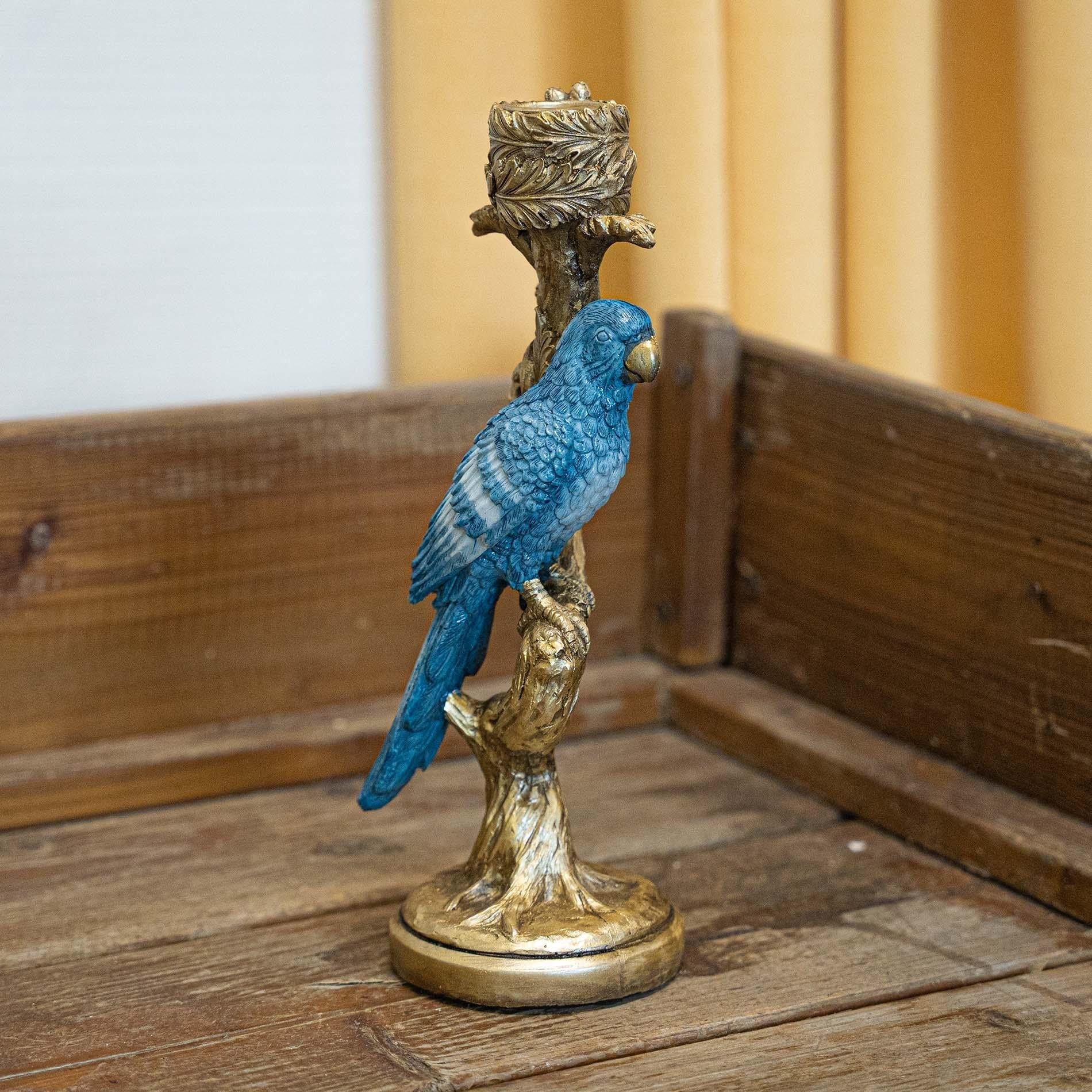 Kerzenständer Vogel Blau 26cm – Kleiner Kerzenhalter in Vogel – Form – Verspieltes & modernes Wohnaccessoire – Plant