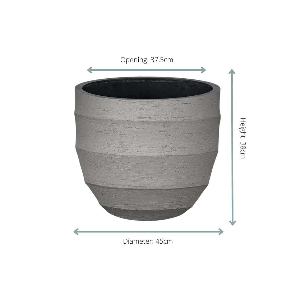 Pflanztopf Bordo New Egg Grey – D45xH38cm – Blumentopf in eleganter Betonoptik – , wetterfester Pflanzkübel aus robustem Kunststoff – Für Innen – Plant