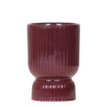 Diabolo Ziertopf Ø9cm – Blumentopf in Burgundy – Keramik – Übertopf mit Rillenstruktur & glänzender Oberfläche – Plant