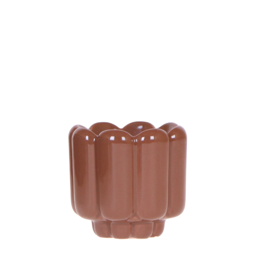 Übertopf Retro Shine braun Ø6cm – Mini Blumentopf mit Blasenrelief – hochglänzender Retro – Übertopf im 70er – Design – Zimmerpflanzen – Pot