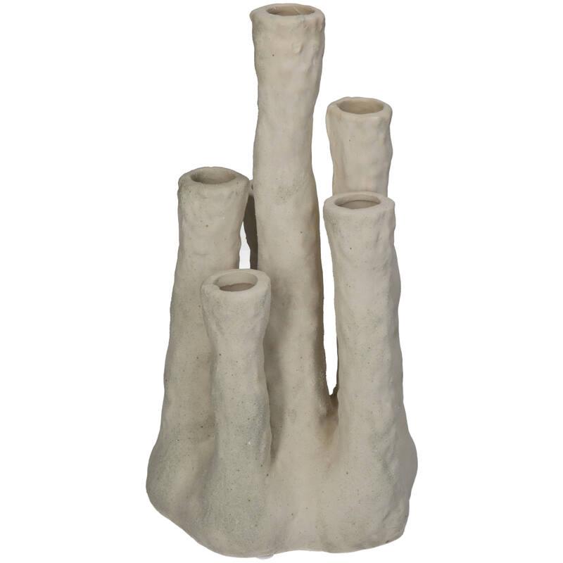 Blumenhalter Koraal – Ecru – Keramik Vase in Korallenform – Dekorativer Blumenhalter für Trockenblumen & Zweige – Maße 18×18×30cm – Plant