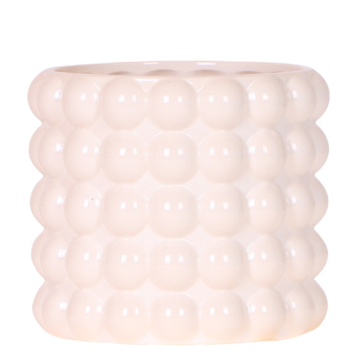 Poppy Ziertopf White – Blumentopf Ø12cm – Weißer Übertopf mit 3D Blasendesign – Moderner Pflanztopf glänzend für Zimmerpflanzen Kräuter & Deko – Pot
