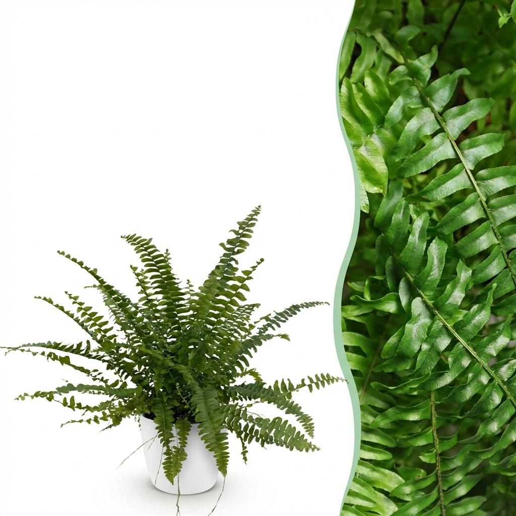 Nephrolepsis Exaltata Green Lady Farn – Zimmerpflanze im weißen Topf Ø12cm Höhe25cm – Haustierfreundliche Grünpflanze – Luftreinigend & Pflegeleicht