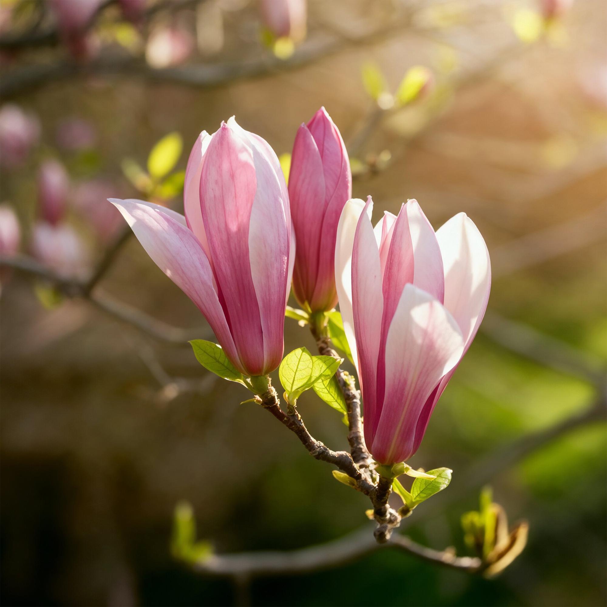 Magnolia Ricki – 12cm – Höhe ca. 30cm – Laubabwerfende Magnolie mit rosa Frühlingsblüten – Pflegeleicht für Beet, Balkon & Terrasse – Plant