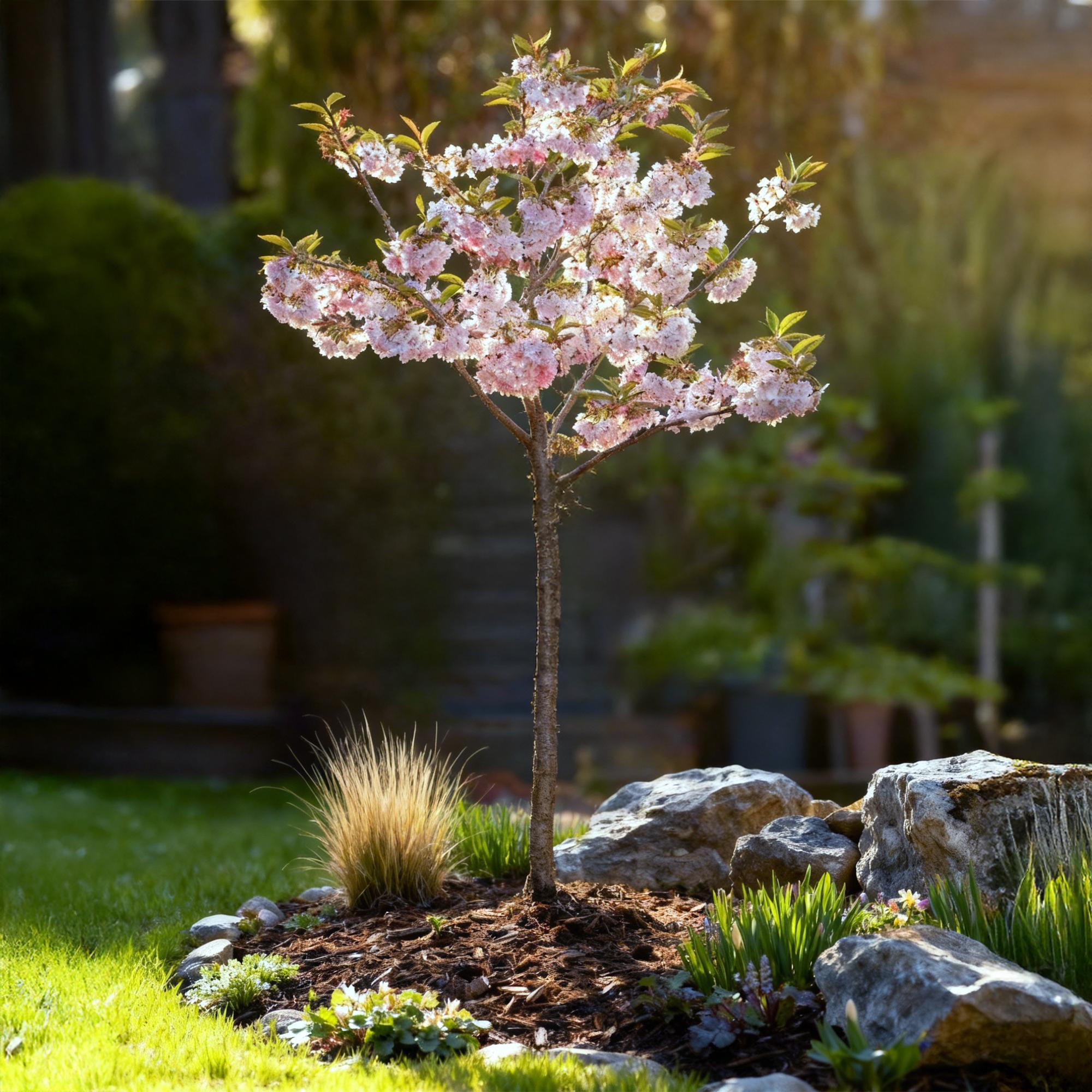 Fuji – Kirsche Prunus incisa Kojou – no – mai – 19cm Höhe ca.90cm – Weiß blühende Terrassenpflanze – Winterhart & laubabwerfend – Plant