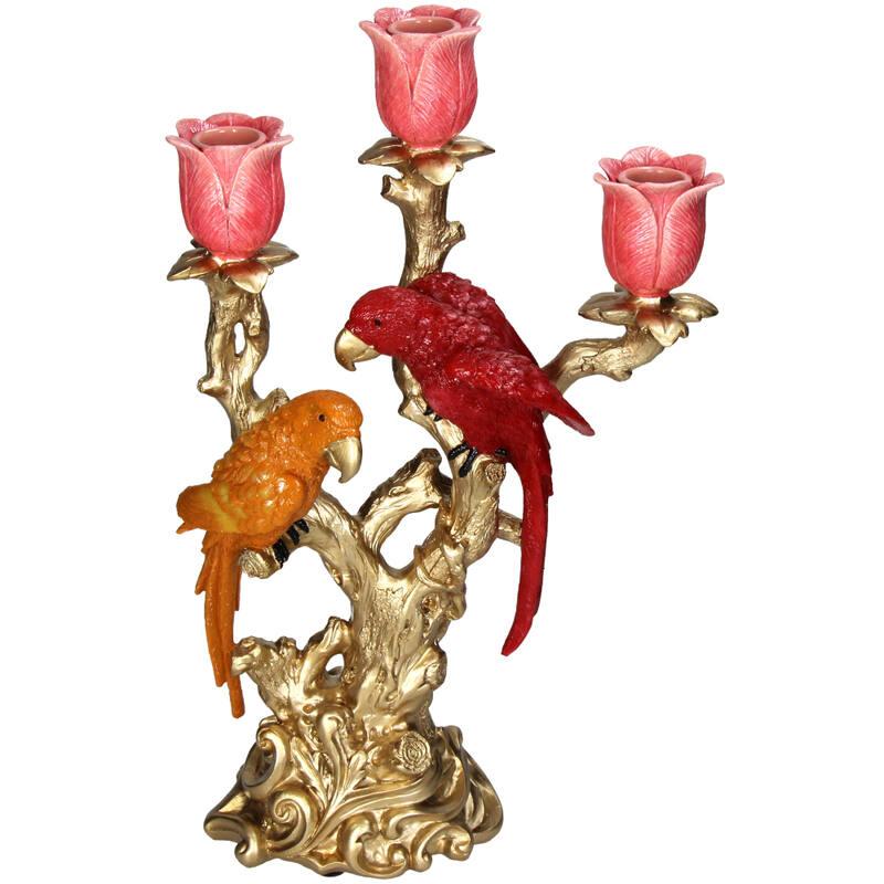 Kerzenständer Vogel aus Polyresin 37,5cm – Bunter, künstlerischer Kerzenhalter – Dekoration für Esstisch, Kaminsims & Sideboard – Plant