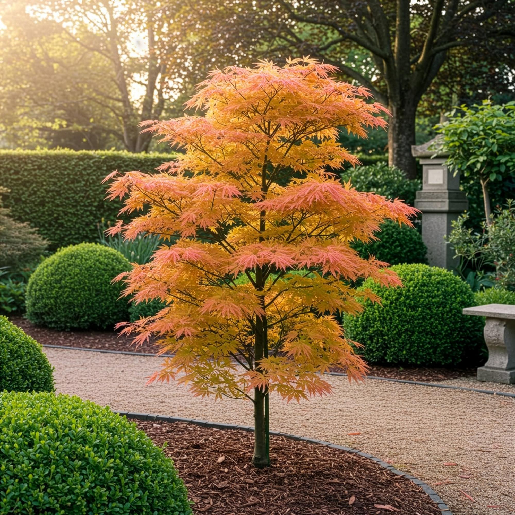 Ahorn Acer palmatum Katsura – 12cm – Höhe ca. 35cm – Frischgrüner Austrieb & goldene Herbstfärbung – Laubabwerfender pflegeleichter Zierstrauch – Plant